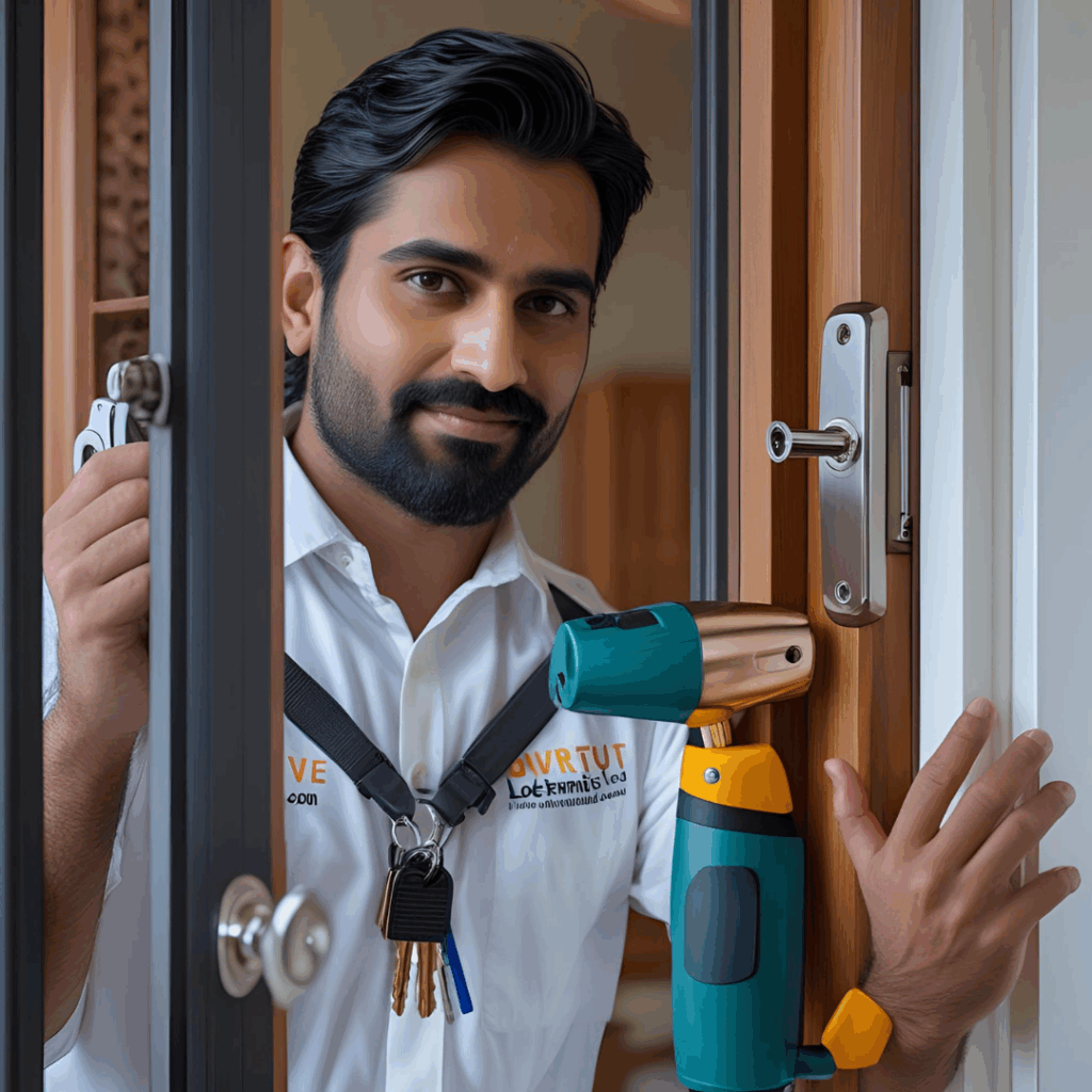 Serrure connectée Nuki Smart Lock 3.0 installée sur une porte d'entrée, commandée par smartphone